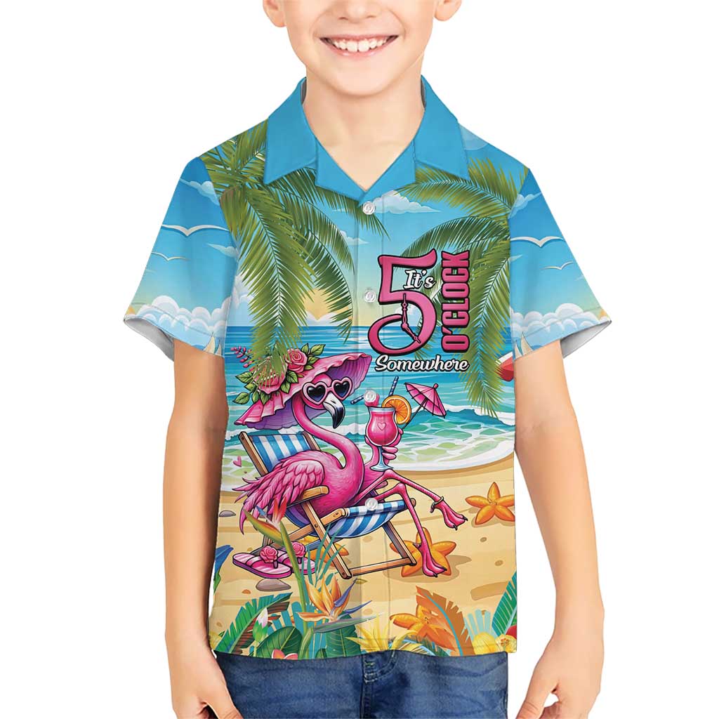 Flamingo Aloha Hawaii Hawaiian Shirt It's 5 O’Clock Somewhere Tropical Vibes - Wonder Print Shop