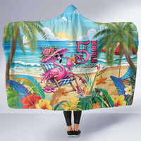 Flamingo Aloha Hawaii Hooded Blanket It's 5 O’Clock Somewhere Tropical Vibes - Wonder Print Shop