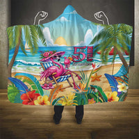 Flamingo Aloha Hawaii Hooded Blanket It's 5 O’Clock Somewhere Tropical Vibes - Wonder Print Shop