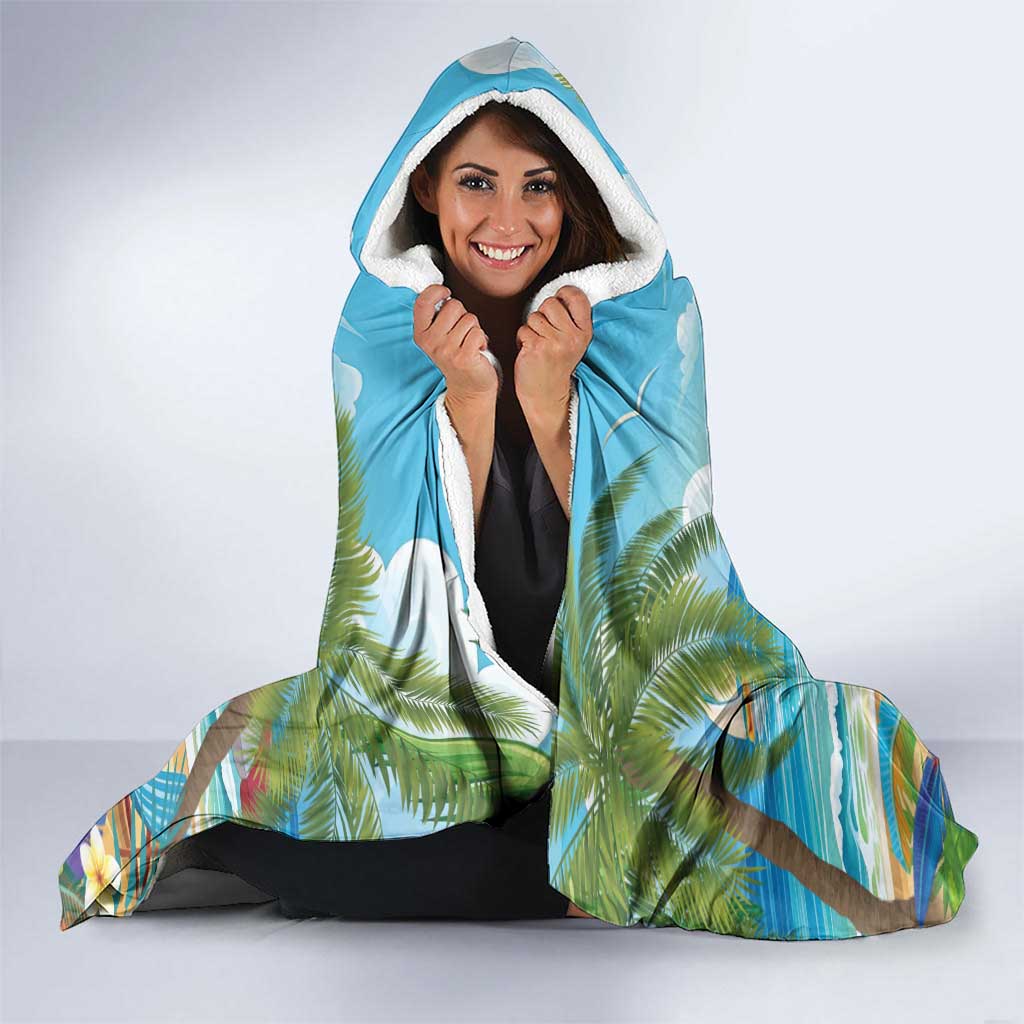 Flamingo Aloha Hawaii Hooded Blanket It's 5 O’Clock Somewhere Tropical Vibes - Wonder Print Shop