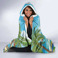 Flamingo Aloha Hawaii Hooded Blanket It's 5 O’Clock Somewhere Tropical Vibes - Wonder Print Shop