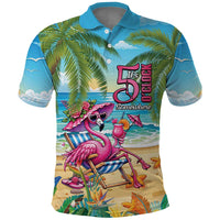 Flamingo Aloha Hawaii Polo Shirt It's 5 O’Clock Somewhere Tropical Vibes - Wonder Print Shop