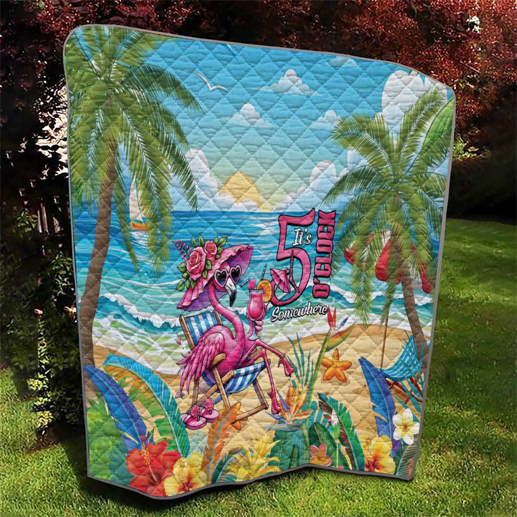 Flamingo Aloha Hawaii Quilt It's 5 O’Clock Somewhere Tropical Vibes - Wonder Print Shop