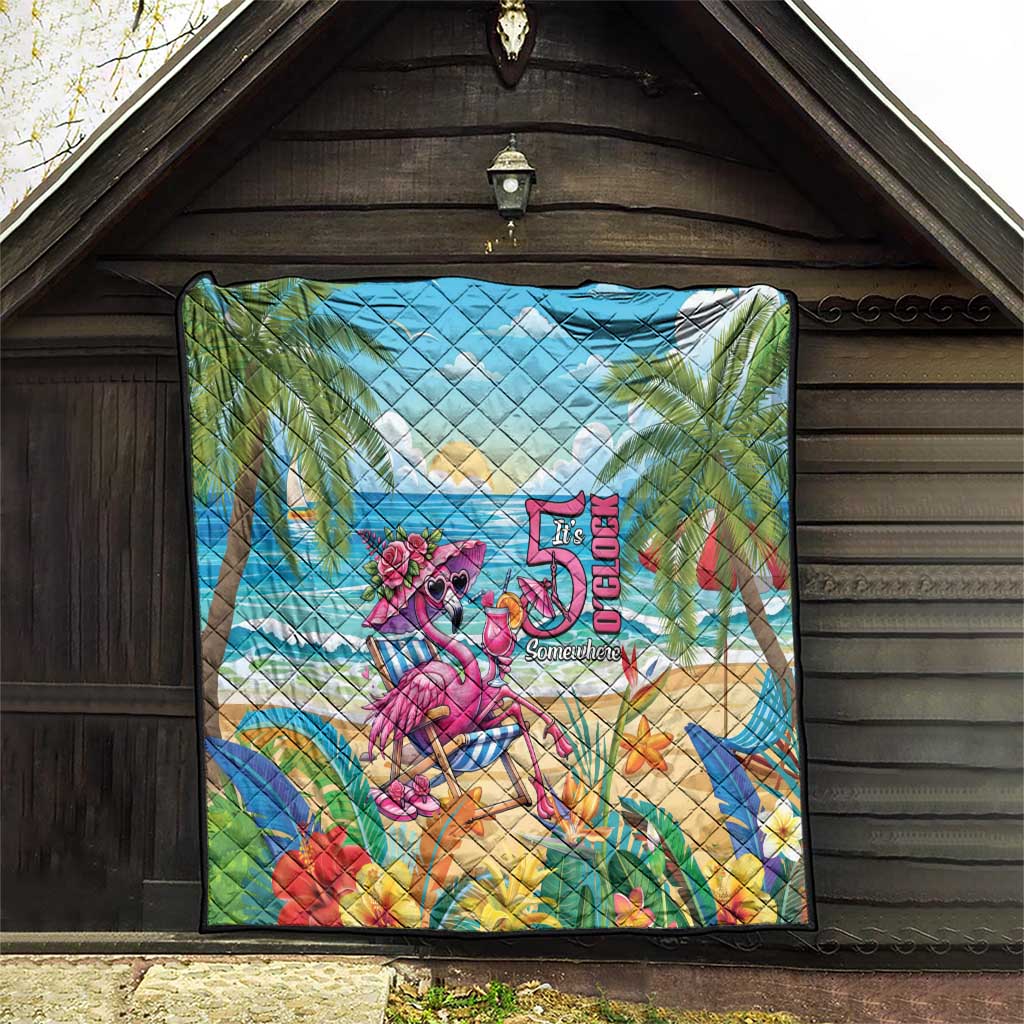 Flamingo Aloha Hawaii Quilt It's 5 O’Clock Somewhere Tropical Vibes - Wonder Print Shop