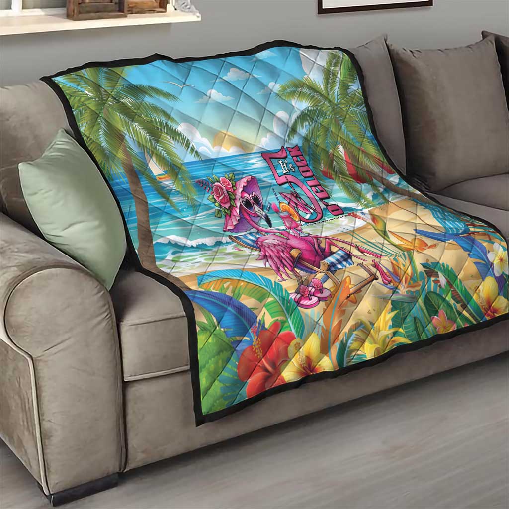 Flamingo Aloha Hawaii Quilt It's 5 O’Clock Somewhere Tropical Vibes - Wonder Print Shop