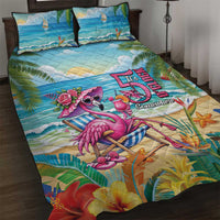 Flamingo Aloha Hawaii Quilt Bed Set It's 5 O’Clock Somewhere Tropical Vibes - Wonder Print Shop