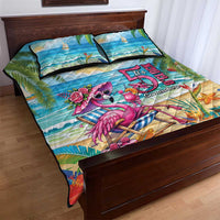 Flamingo Aloha Hawaii Quilt Bed Set It's 5 O’Clock Somewhere Tropical Vibes - Wonder Print Shop