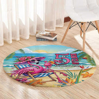 Flamingo Aloha Hawaii Round Carpet It's 5 O’Clock Somewhere Tropical Vibes - Wonder Print Shop