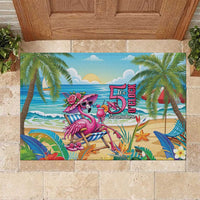 Flamingo Aloha Hawaii Rubber Doormat It's 5 O’Clock Somewhere Tropical Vibes - Wonder Print Shop