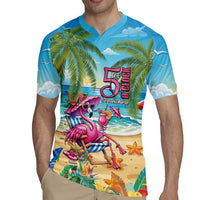 Flamingo Aloha Hawaii Rugby Jersey It's 5 O’Clock Somewhere Tropical Vibes - Wonder Print Shop