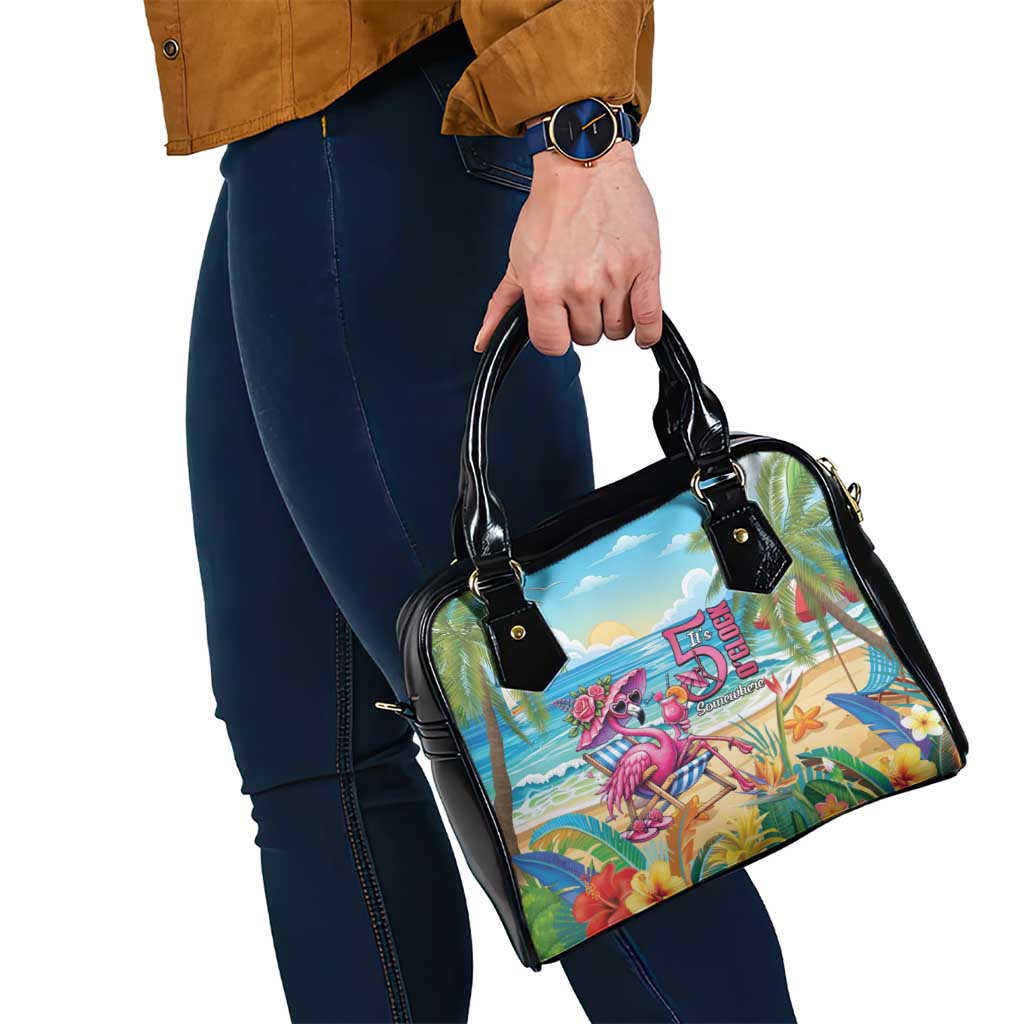 Flamingo Aloha Hawaii Shoulder Handbag It's 5 O’Clock Somewhere Tropical Vibes - Wonder Print Shop