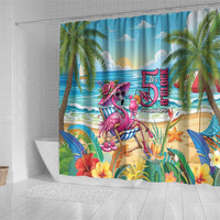 Flamingo Aloha Hawaii Shower Curtain It's 5 O’Clock Somewhere Tropical Vibes - Wonder Print Shop
