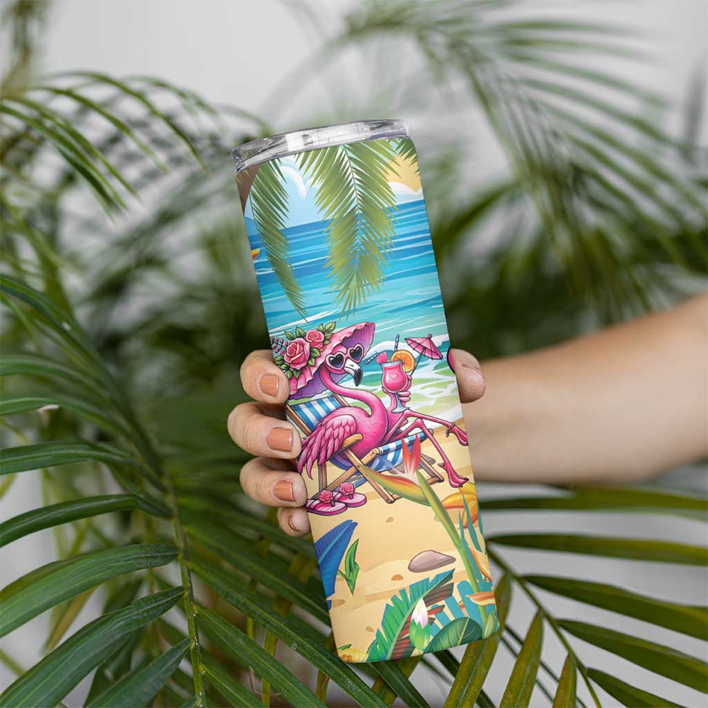 Flamingo Aloha Hawaii Skinny Tumbler It's 5 O’Clock Somewhere Tropical Vibes - Wonder Print Shop