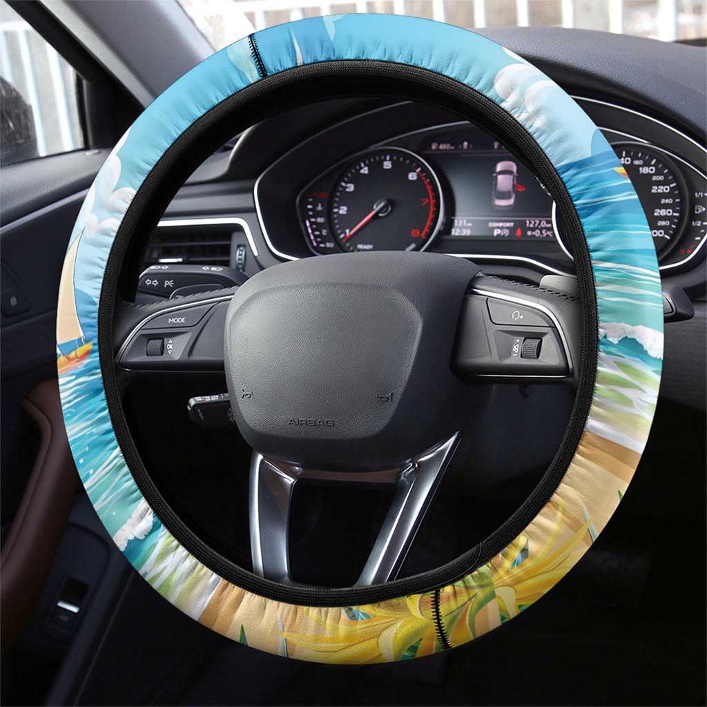 Flamingo Aloha Hawaii Steering Wheel Cover It's 5 O’Clock Somewhere Tropical Vibes - Wonder Print Shop