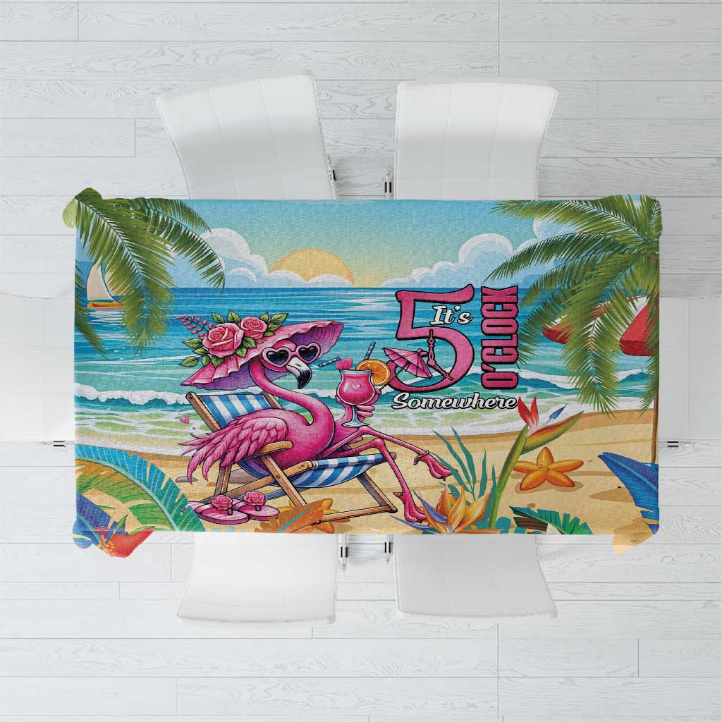 Flamingo Aloha Hawaii Tablecloth It's 5 O’Clock Somewhere Tropical Vibes - Wonder Print Shop