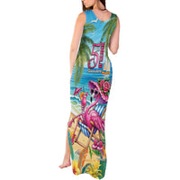 Flamingo Aloha Hawaii Tank Maxi Dress It's 5 O’Clock Somewhere Tropical Vibes - Wonder Print Shop