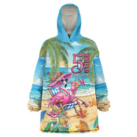 Flamingo Aloha Hawaii Wearable Blanket Hoodie It's 5 O’Clock Somewhere Tropical Vibes - Wonder Print Shop
