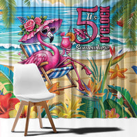 Flamingo Aloha Hawaii Window Curtain It's 5 O’Clock Somewhere Tropical Vibes - Wonder Print Shop
