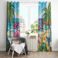 Flamingo Aloha Hawaii Window Curtain It's 5 O’Clock Somewhere Tropical Vibes - Wonder Print Shop
