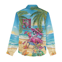 Flamingo Aloha Hawaii Women Casual Shirt It's 5 O’Clock Somewhere Tropical Vibes - Wonder Print Shop
