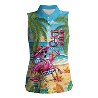 Flamingo Aloha Hawaii Women Sleeveless Polo Shirt It's 5 O’Clock Somewhere Tropical Vibes - Wonder Print Shop