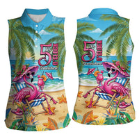 Flamingo Aloha Hawaii Women Sleeveless Polo Shirt It's 5 O’Clock Somewhere Tropical Vibes - Wonder Print Shop