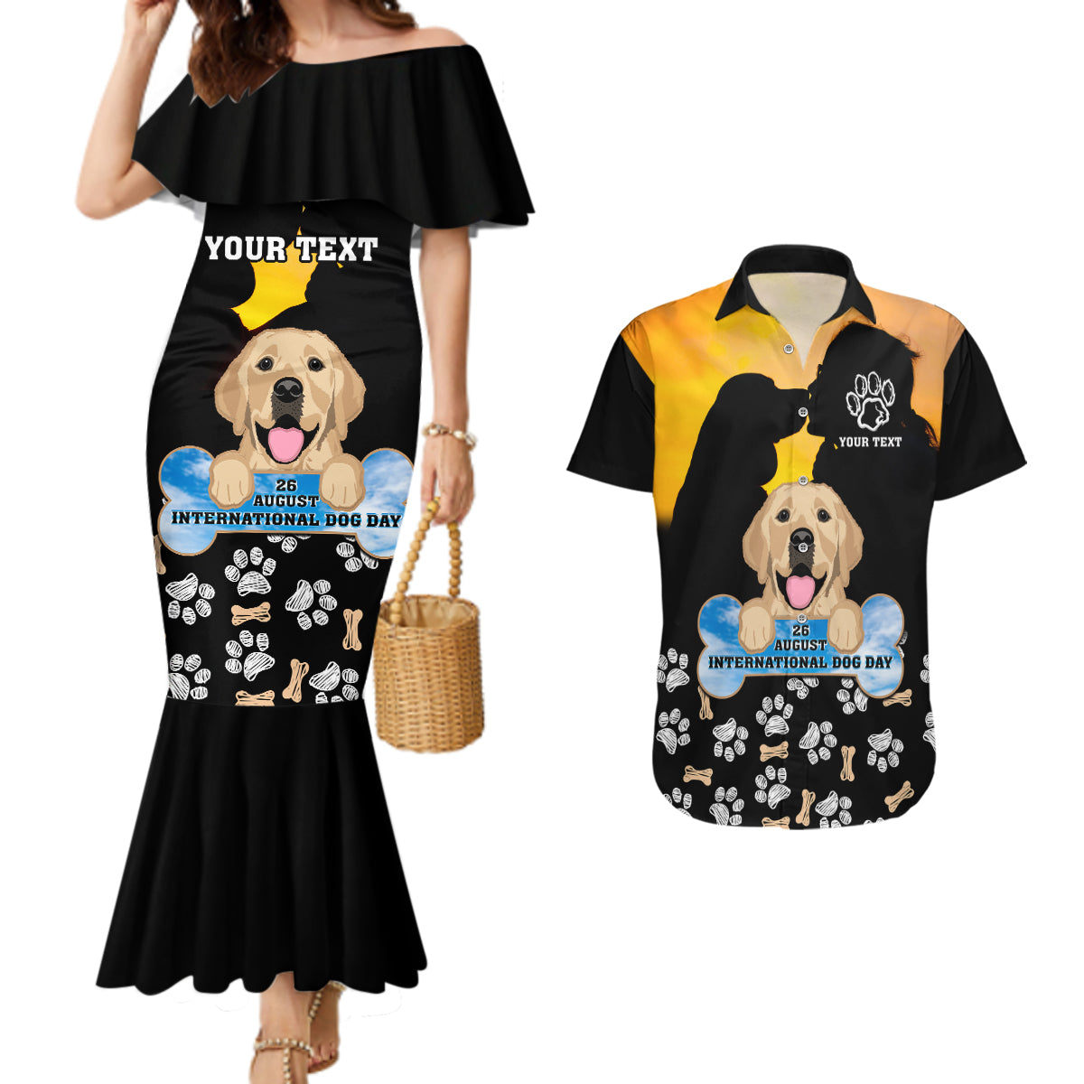 Custom International Dog Day Couples Matching Mermaid Dress And Hawaiian Shirt Dogs Are The Magicians Of The Universe - Wonder Print Shop