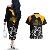 Custom International Dog Day Couples Matching Off The Shoulder Long Sleeve Dress and Hawaiian Shirt Dogs Are The Magicians Of The Universe - Wonder Print Shop