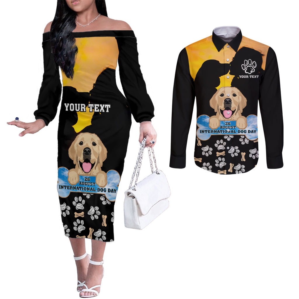 custom-international-dog-day-couples-matching-off-the-shoulder-long-sleeve-dress-and-long-sleeve-button-shirts-dogs-are-the-magicians-of-the-universe