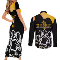 Custom International Dog Day Couples Matching Short Sleeve Bodycon Dress and Long Sleeve Button Shirts Dogs Are The Magicians Of The Universe - Wonder Print Shop