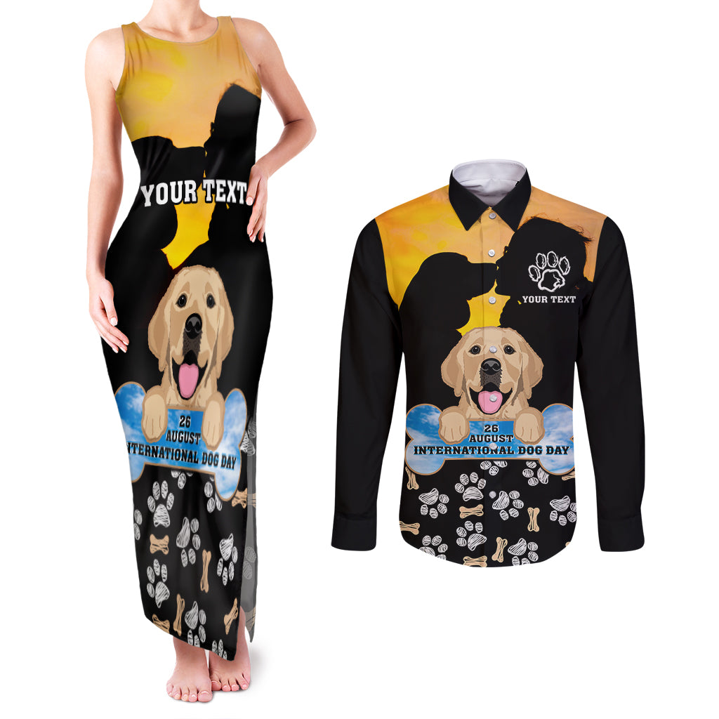 Custom International Dog Day Couples Matching Tank Maxi Dress and Long Sleeve Button Shirts Dogs Are The Magicians Of The Universe - Wonder Print Shop
