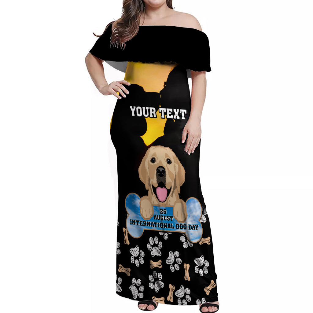 Custom International Dog Day Off Shoulder Maxi Dress Dogs Are The Magicians Of The Universe - Wonder Print Shop