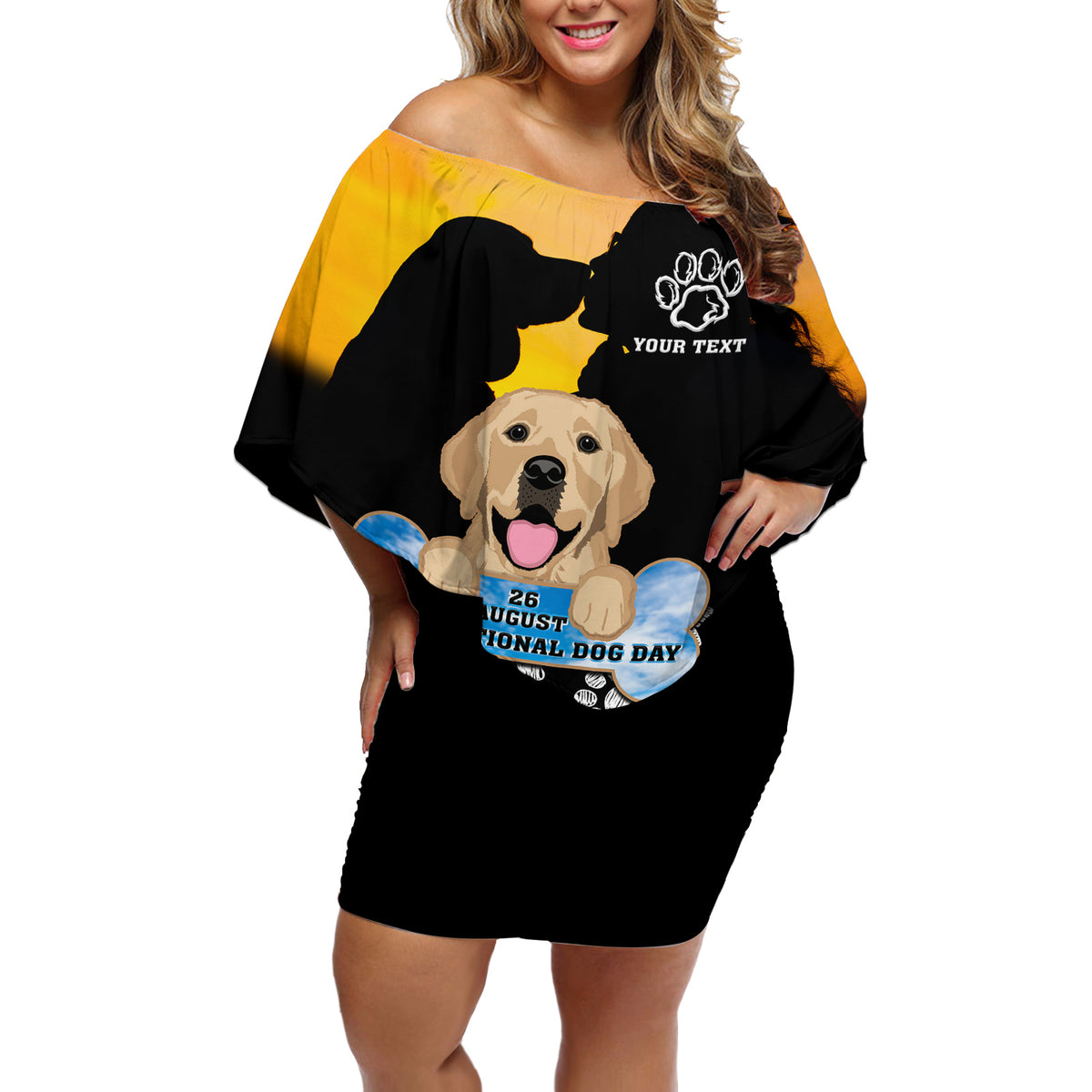 Custom International Dog Day Off Shoulder Short Dress Dogs Are The Magicians Of The Universe - Wonder Print Shop