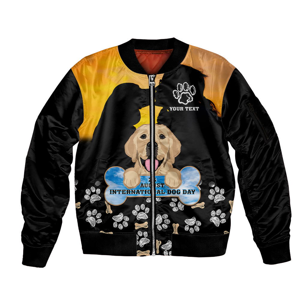 Custom International Dog Day Sleeve Zip Bomber Jacket Dogs Are The Magicians Of The Universe - Wonder Print Shop
