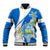 Nicaragua Independence Day Baseball Jacket Nicaraguan Coat of Arms With Sacuanjoche Flowers - Wonder Print Shop