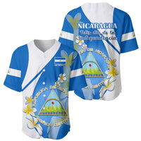 Nicaragua Independence Day Baseball Jersey Nicaraguan Coat of Arms With Sacuanjoche Flowers - Wonder Print Shop