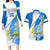 Nicaragua Independence Day Couples Matching Long Sleeve Bodycon Dress and Hawaiian Shirt Nicaraguan Coat of Arms With Sacuanjoche Flowers - Wonder Print Shop