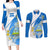 Nicaragua Independence Day Couples Matching Long Sleeve Bodycon Dress and Long Sleeve Button Shirts Nicaraguan Coat of Arms With Sacuanjoche Flowers - Wonder Print Shop