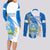 Nicaragua Independence Day Couples Matching Long Sleeve Bodycon Dress and Long Sleeve Button Shirts Nicaraguan Coat of Arms With Sacuanjoche Flowers - Wonder Print Shop