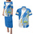 Nicaragua Independence Day Couples Matching Puletasi Dress and Hawaiian Shirt Nicaraguan Coat of Arms With Sacuanjoche Flowers - Wonder Print Shop