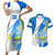 Nicaragua Independence Day Couples Matching Short Sleeve Bodycon Dress and Hawaiian Shirt Nicaraguan Coat of Arms With Sacuanjoche Flowers - Wonder Print Shop
