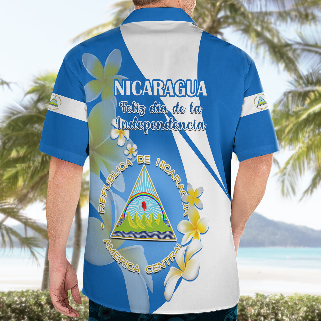 Nicaragua Independence Day Hawaiian Shirt Nicaraguan Coat of Arms With Sacuanjoche Flowers - Wonder Print Shop