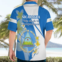 Nicaragua Independence Day Hawaiian Shirt Nicaraguan Coat of Arms With Sacuanjoche Flowers - Wonder Print Shop