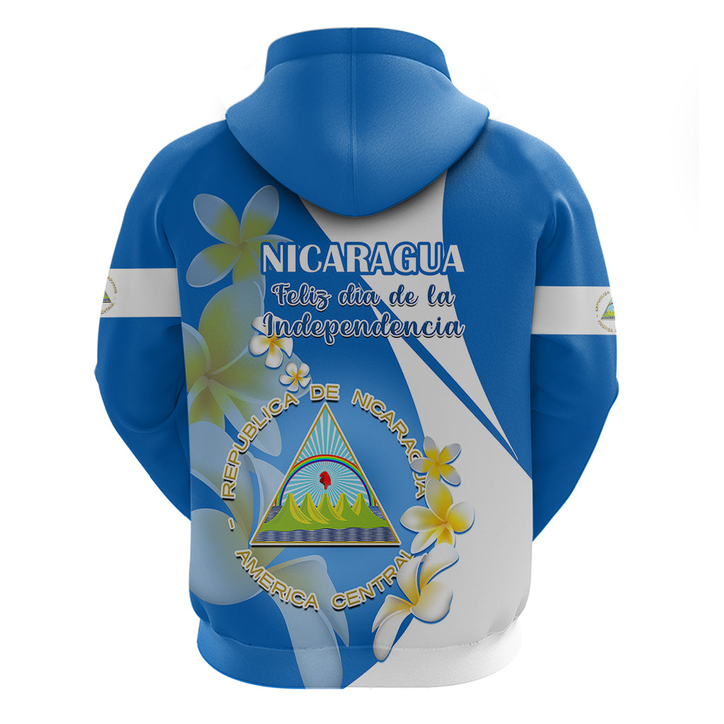 Nicaragua Independence Day Hoodie Nicaraguan Coat of Arms With Sacuanjoche Flowers - Wonder Print Shop
