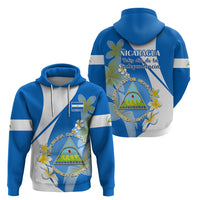 Nicaragua Independence Day Hoodie Nicaraguan Coat of Arms With Sacuanjoche Flowers - Wonder Print Shop