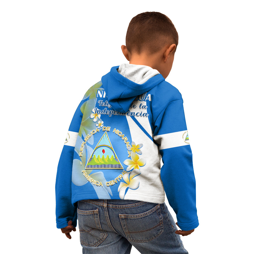 Nicaragua Independence Day Kid Hoodie Nicaraguan Coat of Arms With Sacuanjoche Flowers - Wonder Print Shop