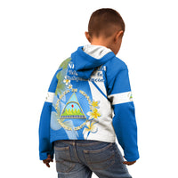 Nicaragua Independence Day Kid Hoodie Nicaraguan Coat of Arms With Sacuanjoche Flowers - Wonder Print Shop