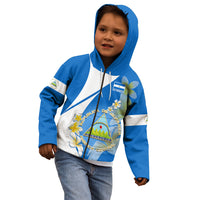 Nicaragua Independence Day Kid Hoodie Nicaraguan Coat of Arms With Sacuanjoche Flowers - Wonder Print Shop