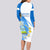 Nicaragua Independence Day Long Sleeve Bodycon Dress Nicaraguan Coat of Arms With Sacuanjoche Flowers - Wonder Print Shop