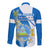 Nicaragua Independence Day Long Sleeve Button Shirt Nicaraguan Coat of Arms With Sacuanjoche Flowers - Wonder Print Shop